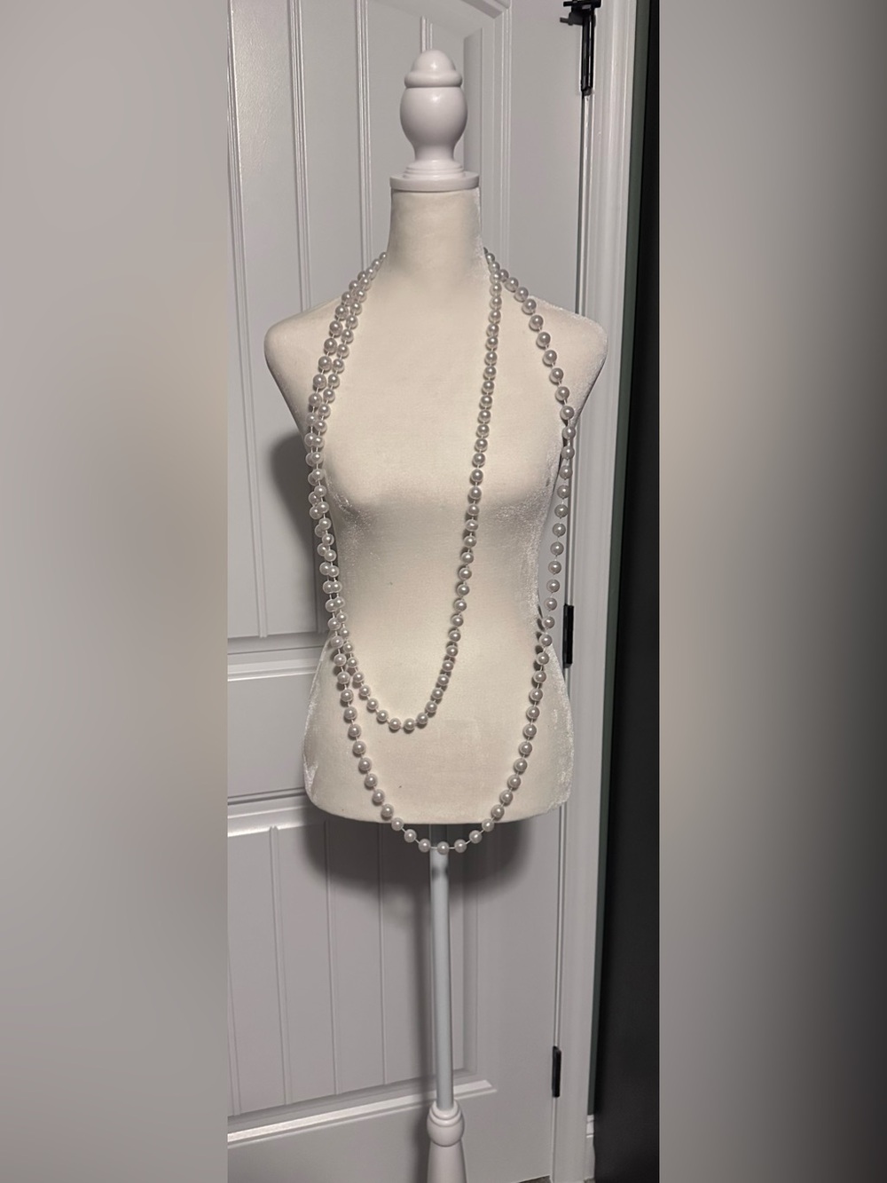 🎃 Long Faux Pearl Necklace 1920s Flapper Great Gatsby Costume Jewelry 🎃